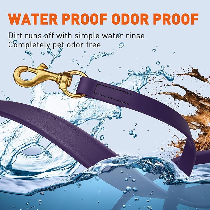 Viper Biothane K9 Working Dog Leash Waterproof Lead for Tracking Training Schutzhund Odor-Proof Long Line with Solid Brass Snap for Puppy Medium and Large Dogs, 33ft Violet Purple