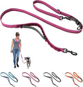 Cross Body Dog Leash - Waist or Shoulder Leash for Walking and Hiking with Medium and Large Dogs, Adjustable 4 to 6 FT Outdoor Bungee Lead with Traffic Handle by Nuvuq (18-120 lbs, Pink)