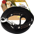 ADITYNA - Premium Leather Dog Leash - 6 ft, Heavy-Duty, Soft & Strong for Small/Medium Dogs (Medium: 6 ft x 5/8", Black)