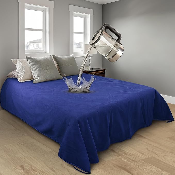 Catalonia Waterproof Blanket for Bed, Reversible Fleece Bed Sofa Cover, Washable Liquid Proof Furniture Protector