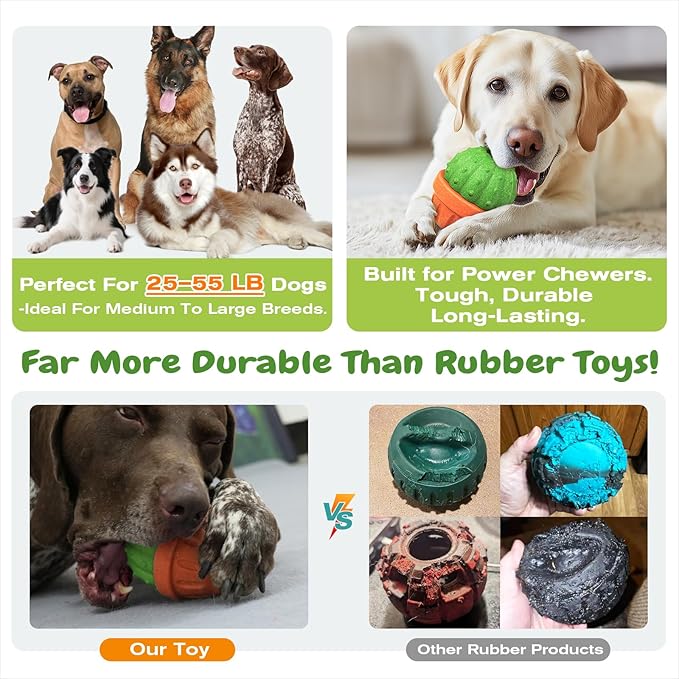 KADTC 3 in 1 Large-Size Durable Dog Fillable & Frozen Lick Treat Toy No-Transfer Freeze & Play,Long-Lasting Ultimate Boredom Buster, Kibble Dispenser Food Ball & Tough Dogs Chew Toys BPA-Free & Safe