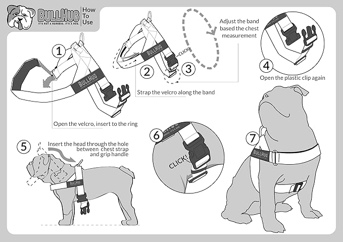 BULLHUG Adjustable Dog Harness– No Pull, No Choke – for English Bulldogs, French Bulldogs, Pugs & Broad-Chested Breeds – Easy, Safe Walks (Leopard, Medium)