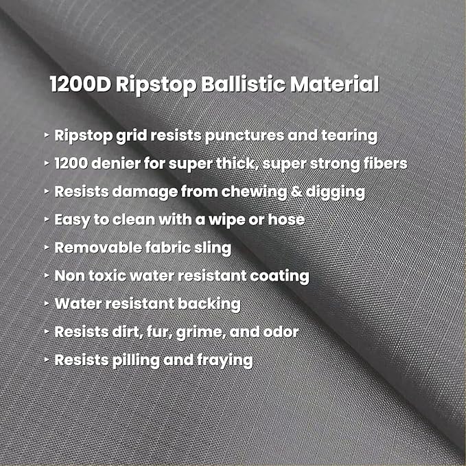 K9 Ballistics Chew Proof Elevated Outdoor Cooling Cot Bed for Large Dogs - Virtually Indestructible, Preassembled, Withstands Aggressive Chewers - L, Ripstop Blue Quartz