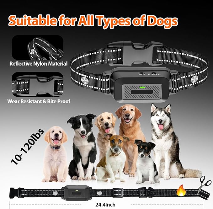 Citronella Dog Training Collar [2*Bark Collar] 1000FT Citronella Dog Bark Collar with Remote Innovative with Beep/Spray/Vibration 1-6 Levels for All Breeds 4 Training Modes Citronella Collar