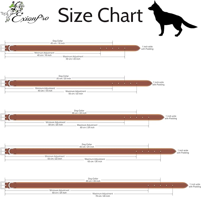 Exion Geniun Leather Dog Collar Designer Stitched Soft Leather Padded- Suitable for Small Medium Large X-Large Dogs for Walking Running- Havana with Pink Padding