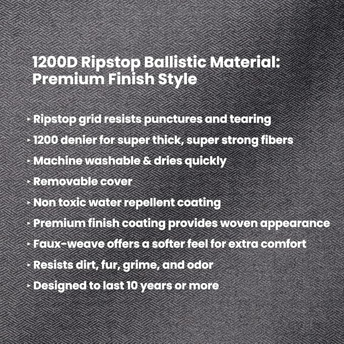 K9 Ballistics Tough Ripstop Orthopedic Rectangle Dog Bed w/Removable Washable Cover, Solid Orthopedic Foam, Made for Small Breeds & Puppies - S, Titanium Premium Finish