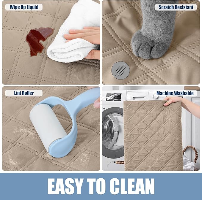 Smiry Waterproof Dog Bed Cover Pet Blanket, Soft Washable Dog Blanket for Furniture Bed Couch Sofa Reversible, Checkered (40"x80", Taupe/Taupe)