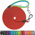 NTR 15FT Training Leash for Dogs, Nylon Rope With 2 Swivel Hooks and Soft Rubber Handle, Cat Puppy Lead for Small Medium Large Dogs - Training, Playing, Camping, or Backyard - Red