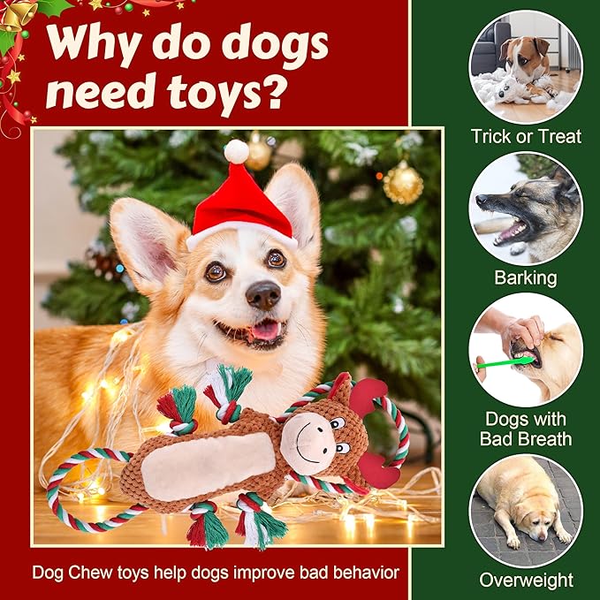 Newget Dog Toys with Squeaker, Plush Stuffed Animals Toys for Aggressive Chewers, Cute Squeak Toys for Large Medium Small Dogs, Interactive Dog Chew Toys, Durable Plush Dog Toys for Puppy Teething