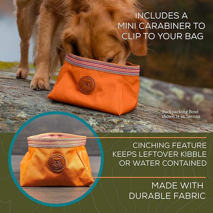 Wilderdog Backpacking Bowl - Holds Food & Water Up to 64oz - Sienna
