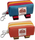 Dog Poop Bag Holder Zippered Pouch, Portable Dog Poop Bag Dispenser with 1 Metal Clip, Fashion Color Matching Canvas Waste Bag Holder for Leashes - Blue & Brown