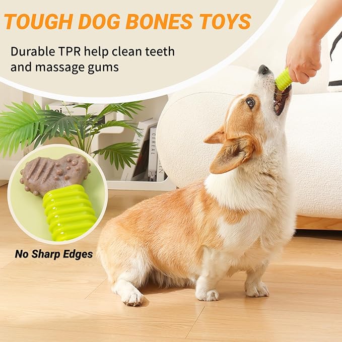 Puppy Chew Toys 6 Pack, Indestructible Dog Toy for Small Dogs, Dog Bones for Aggressive Chewers Puppy Teething Toys to Keep Them Busy, 30lbs and Under