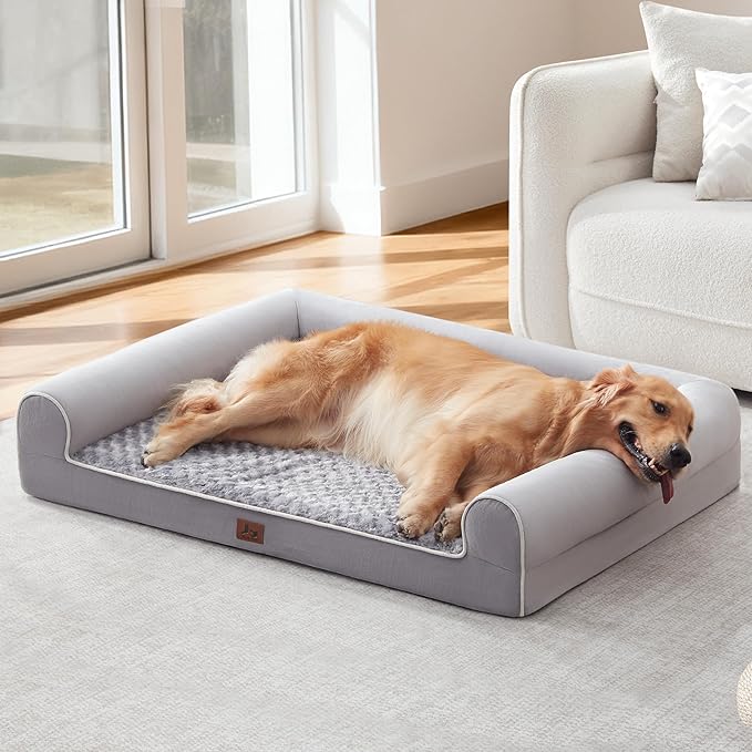 Large Dog Beds Large Sized Dogs 45x35x7 Inch, Orthopedic XXL XL Dog Bed for Medium Size Dogs, Big Waterproof Couch Sofa with Removable Washable Cover for Pet, Light Grey