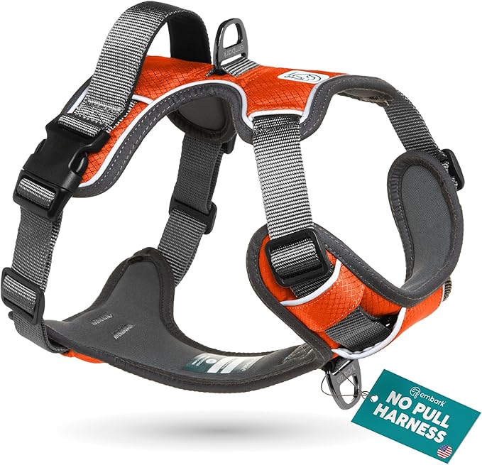 Embark Adventure Dog Harness, No-Pull Reflective Trim Dog Harness for Small, Medium & Large Dogs - Military Grade Nylon, 2 Leash Clips & Gel Lined Handle. Soft & Padded Puppy Dog Vest for Any Breed