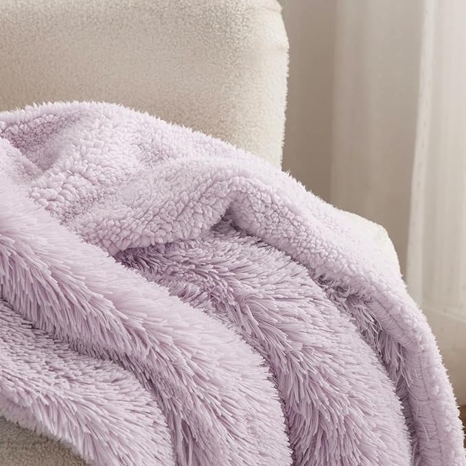 Bedsure GentleSoft Fluffy Lavender Purple Throw Blanket, Purple Decor Lilac Gifts for Teen Girls Women, Soft Cozy Fuzzy Plush Warm Thick Sherpa Fleece Faux Fur Blanket, Birthday Gifts for Her, 50x60