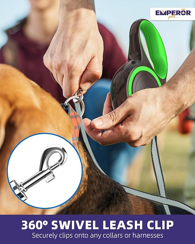 Emperor Pets 16 Feet Retractable Dog Leash Small Dogs - Up to 44lbs, Heavy Duty Leash Retractable 16 ft, Dog Leashes for Small Breed Dogs -GN16S
