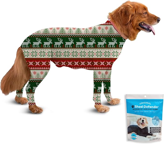 Shed Defender Original Dog Onesie for Dog Shedding, Seen on Shark Tank, Lightweight Breathable, Bodysuit for Dogs, Recovery Suit, Jumpsuit, Dog Body Suit