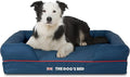 The Dog’s Bed Orthopedic Memory Foam Dog Bed with Bolsters, Oxford Fabric, Blue with Dark Red Trim, Large