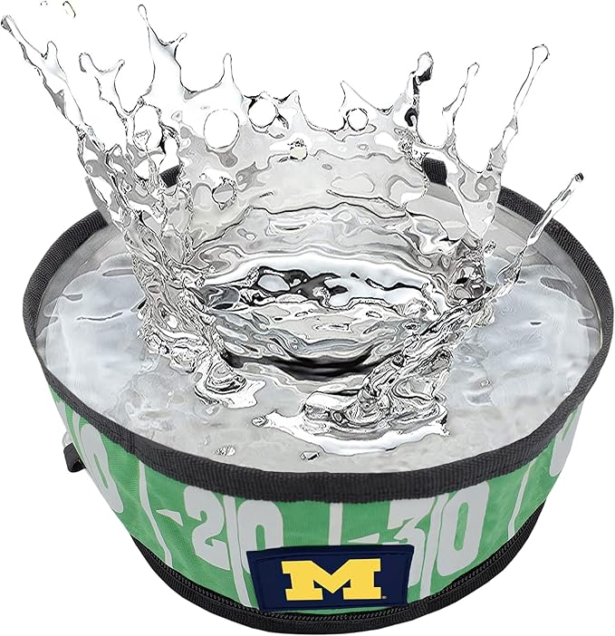 Pets First NCAA Michigan Wolverines Collapsible Dog Travel Bowl Set, 2 Pack Food & Water Bowls for Dogs, Best Portable & Lightweight Leak-Proof Dog Bowls for Travel