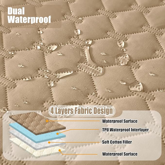 Smiry Waterproof Dog Bed Cover Blanket, Soft Reversible Pet Blanket, Washable Leakproof Cats Dogs Couch Cover for Sofa, Couch, Furniture (52x82 Inch, Camel/Beige)