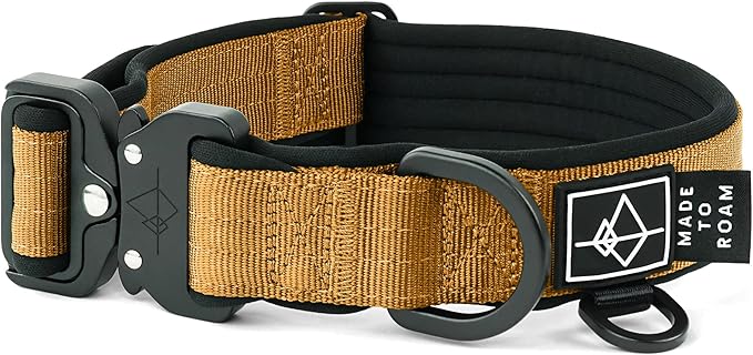 MADE TO ROAM Comfort Collar - Adjustable Nylon Dog Collar with Soft Comfortable Padding, Light Aviation Aluminum Metal Buckle for Small, Medium and Large Dogs (Michigan Autumn, Size 2)