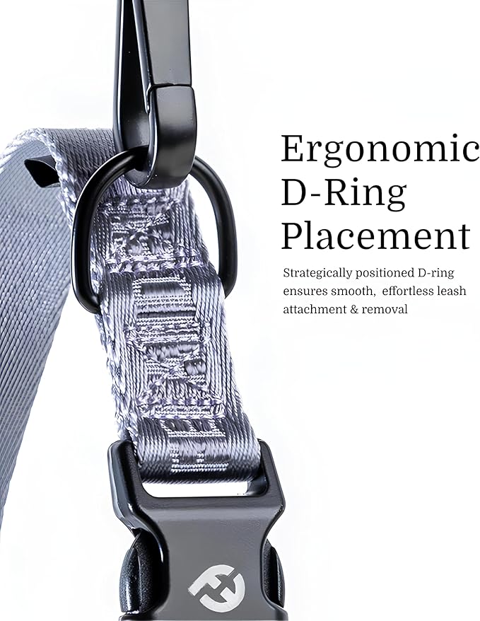 2026 New Edition, Fei & Eve Classic Dog Collar - Quick Release Metal Buckles | Fur-Safe | Premium 210D Nylon | 450LB Escape-Proof | Adjustable Fit | Medium (Twilight Gray)