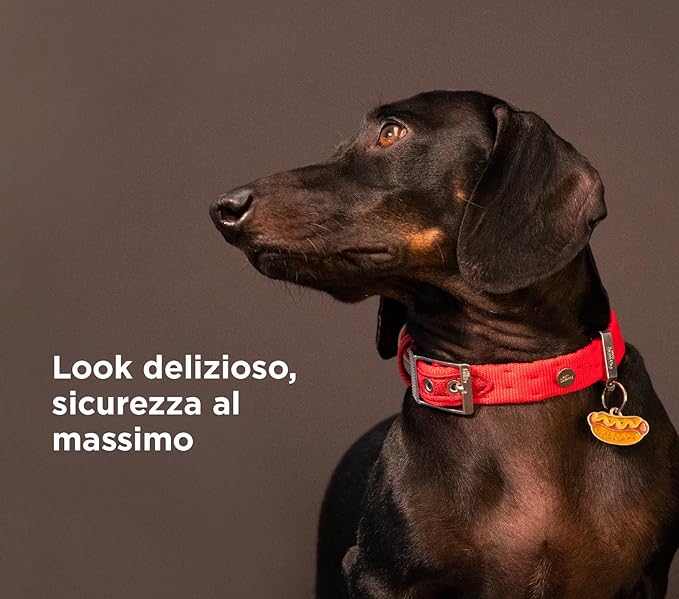 My Family Personalized Pet ID Tag Made in Italy, Pizza, Free Engraved Dog Tag, Hand Enameled Metal, Food Collection