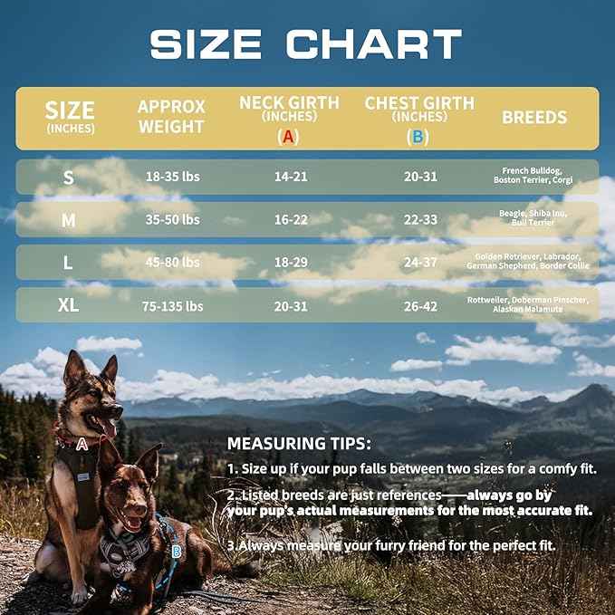AUROTH Tactical Dog Harness for Large Dogs No Pull Adjustable Pet Harness Reflective K9 Working Training Easy Control Pet Vest Military Service Dog Harnesses Orange S