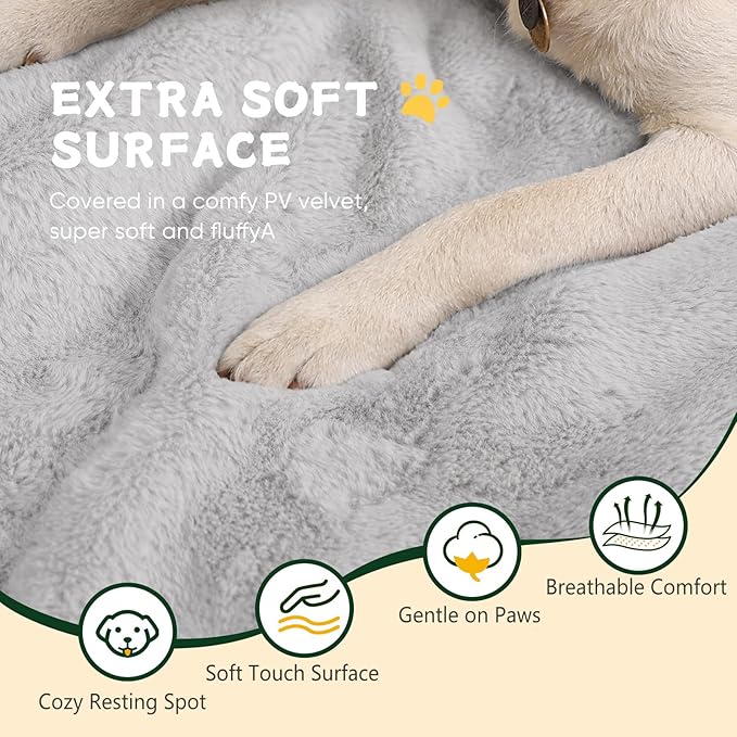 Dog Crate Pad Washable, Ultra Soft Plush Crate Mat for Medium Large Dogs, Non Slip Cushion for Metal Crates, Indoors or Travel, 42 x 28 Inch, Gray