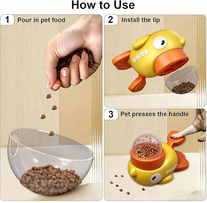 2-in-1 Dog Interactive Treat Dispenser Toy - Durable Food Puzzle Slow Feeder, Duck Shape Enrichment Toys with Button, Mentally Stimulating Toys for Dogs/Cats/Pets