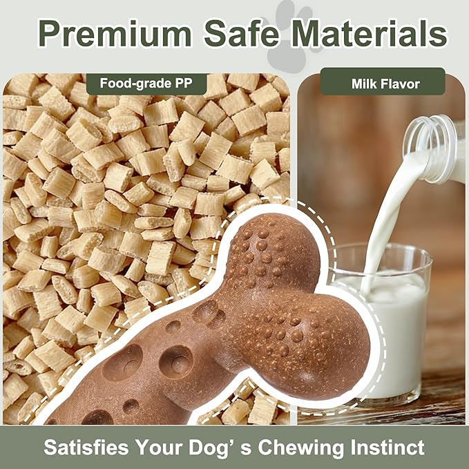 Dog Bone Toy for Aggressive Chewers Tough Dog Chew Toys for Samll Breed to Keep Them Busy (Small-Under 20LBS, Milk)