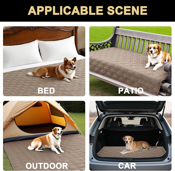 PrinceDeco Waterproof Couch Cover for Dogs Washable Dog Blanket Indoor and Outdoor Replacement Bed Cover with Anti-Slip Back Furniture Bed Couch Sofa for Large Sized Dog(52x82 Inch,Taupe)