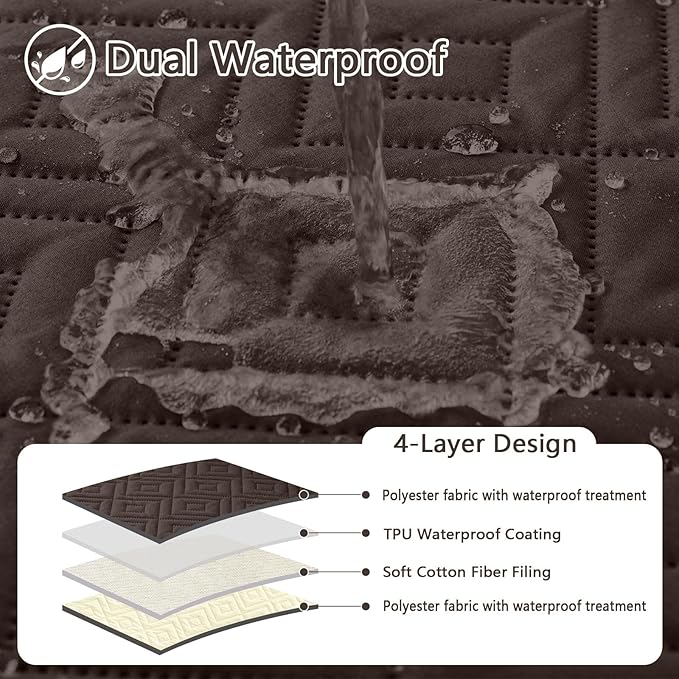 hyha Waterproof Dog Blanket, Soft Dog Bed Cover Pet Blankets, Waterproof Sofa Couch Cover for Dogs Washable, Reversible Pet Couch Covers for Sofa Furniture (82x102 Inch, Chocolate/Beige)