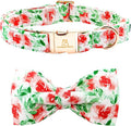 Lionheart glory Dog Collar Bow Collar Floral Dog Collar with Bow Tie Spring Summer Cute Collar Dog Boy or Girl Dog Collars Soft Durable Adjustable Dog Collars for Medium Dogs