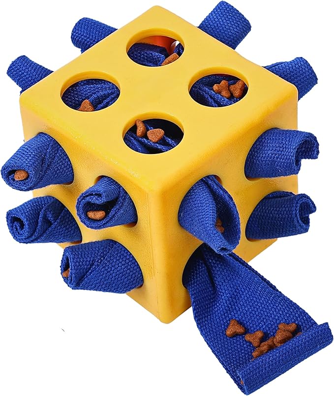Fossa Dog Enrichment Puzzle Toy, Interactive Snuffle Ball for Dogs Encourage Stimulation Food Foraging Skill, Resistant Rope to Hide Treat for Aggressive Puppy, Small, Medium, Large Dog