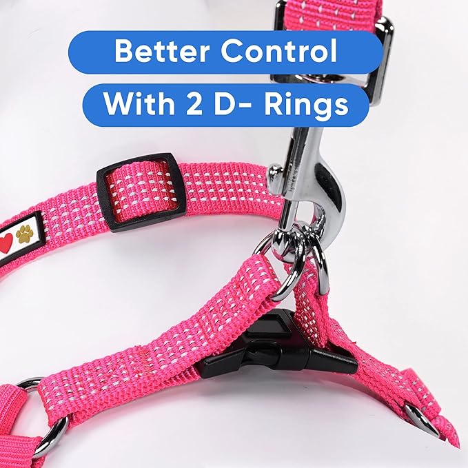 Pawtitas Reflective Step-in Dog Harness – Adjustable No-Pull Vest for Puppies to Seniors, Safe & Comfortable, XS Pink