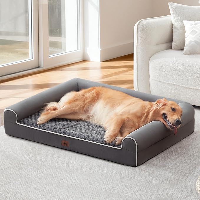 Large Dog Beds Large Sized Dogs 48x35x8 Inch, Orthopedic XXL XL Dog Bed for Medium Size Dogs, Big Waterproof Couch Sofa with Removable Washable Cover for Pet, Dark Grey