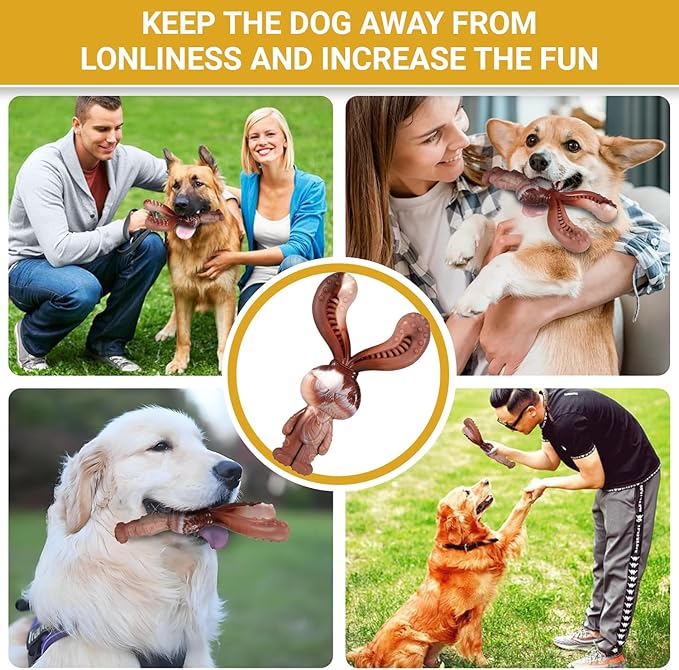 Dog Chew Toys for Large Medium Breed, Beef Flavor Chew Toy for Aggressive Dogs Chewers, Indestructible Teething Toys, Tough Nylon Dog Toy to Keep Them Busy, Rabbit Chew Bone Toy