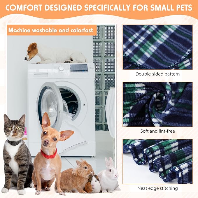 Chumia 15 Pcs Puppy Blankets for Small Dogs Cat 23.6 x 27.6 Inch Fleece Small Pet Blanket Soft Warm Washable Sleep Mat Pad Bed Cover for Dog Puppy Cat Kitten Pig Rabbit Plaid Pattern Colorful