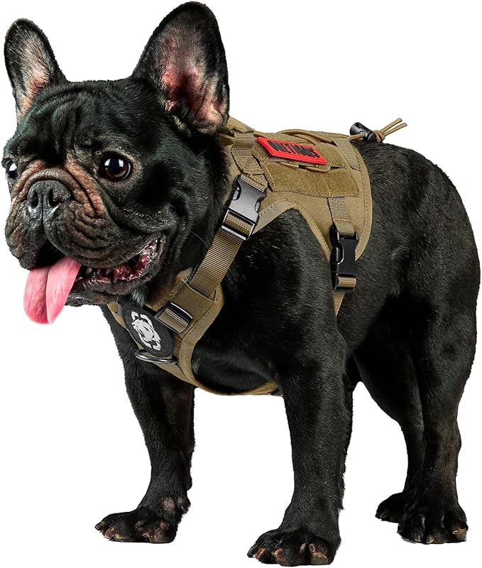OneTigris Tactical Dog Harness Vest,No-Pull Service Dog Vest with Hook & Loop Panels,Adjustable Dog Vest Harness for Walking Hiking Training(Coyote Brown,XS)