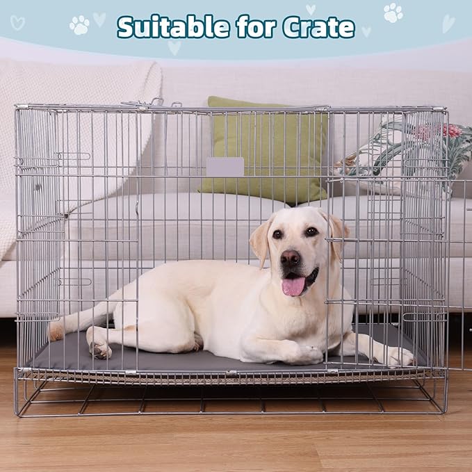 Extra Large Dog Crate Pad Bed, Waterproof Cooling Pet Bed for Large Dogs, Outdoor Pet Bed with High Resilience Foam,Wipe Clean & Easy Rinse, Anti Slip 48 inch Graphite Grey