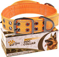 ADITYNA Heavy Duty Dog Collar for Large Dogs - Reflective Orange Collar with Handle for Training, and Walking - Wide, Thick, Tactical, Soft Neoprene Padded