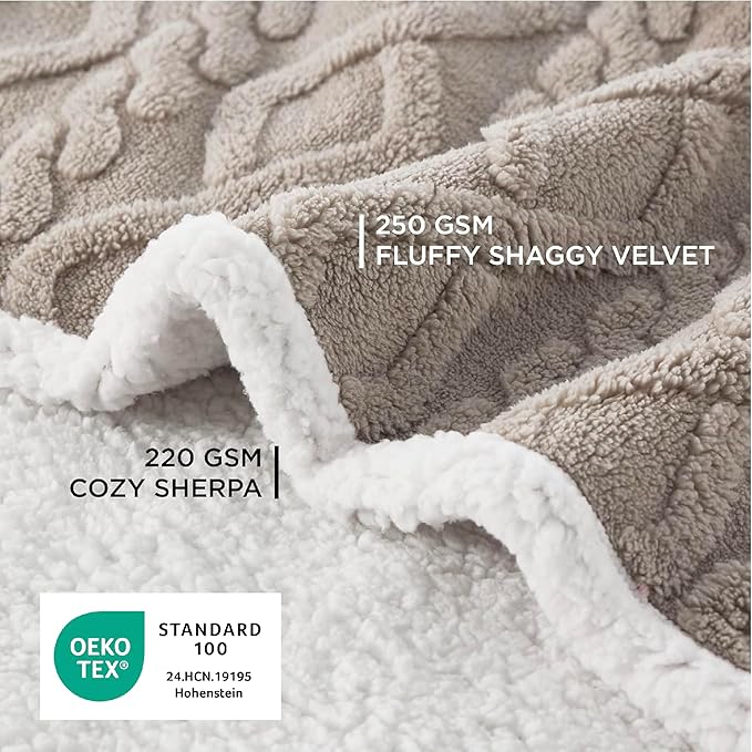 Bedsure Waterproof Dog Blankets for Large Dogs - Pet Blanket for Couch Protector Washable, Jacquard Coral Fleece Cat Throw Blanket, Soft Plush Reversible Furniture Protection, 40"x50", Pale Oak