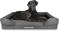 The Dog’s Bed Orthopedic Memory Foam Dog Bed with Bolsters, Largeinen Fabric, Grey Linen, XXL