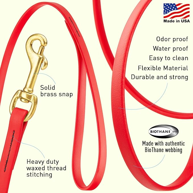 Viper K9 Biothane Working Dog Leash Waterproof Lead for Tracking Training Schutzhund Dog Sport and Search - Odor-Proof Long Line with Solid Brass Snap for Puppy Medium and Large - Water Friendly