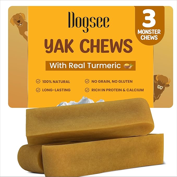 Dogsee Himalayan Yak Chews with Turmeric/Curcumi (Turmeric - Monster 3 Chews)