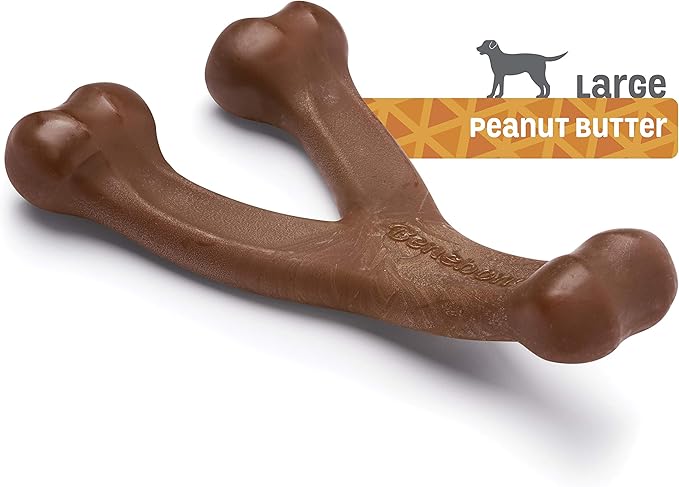 Benebone Fishbone Durable Dog Chew Toy for Aggressive Chewers, Real Fish, Made in USA, Large & Wishbone Durable Dog Chew Toy for Aggressive Chewers, Real Peanut, Made in USA, Large