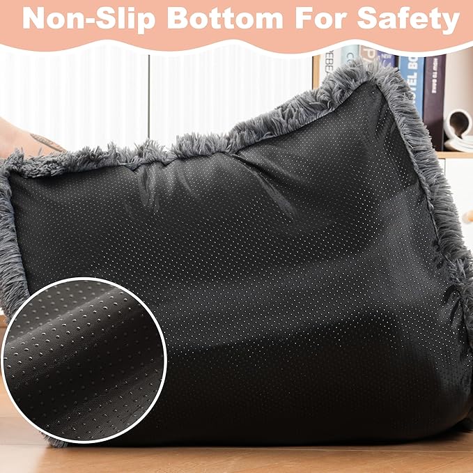 Bedfolks Waterproof XXL Dog Crate Bed, Plush Pad with Removable Cover, Faux Fur, Washable Kennel Bed 47"x29", Dark Grey