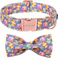 ARING PET Easter Dog Collar, Cute Purple Easter Eggs Pet Collars with Bow Tie for Puppy Small Medium Large Dogs-S
