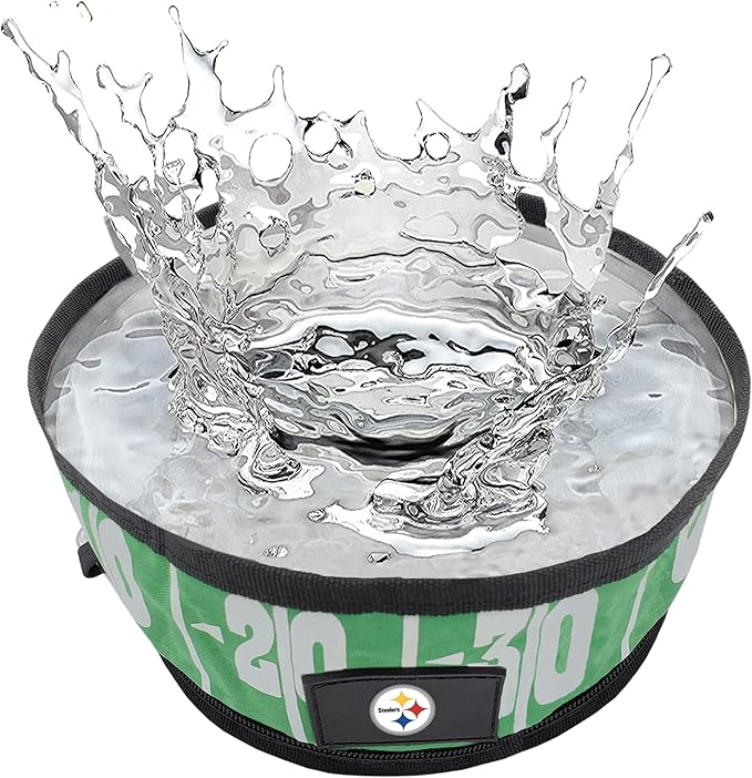 NFL Pittsburgh Steelers Pets First Collapsible Dog Travel Bowl Set, 2 Pack Food and Water Bowls for Dogs, Best Portable & Lightweight Leak-Proof Dog Bowls for Travel